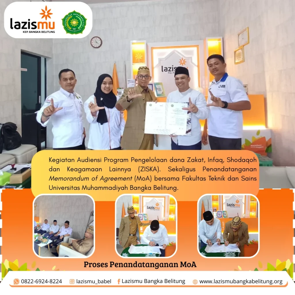 Audiensi dan Penandatanganan MoA Program ZISKA antara LAZISMU Babel dan FTS UMMUH Bangka Belitung