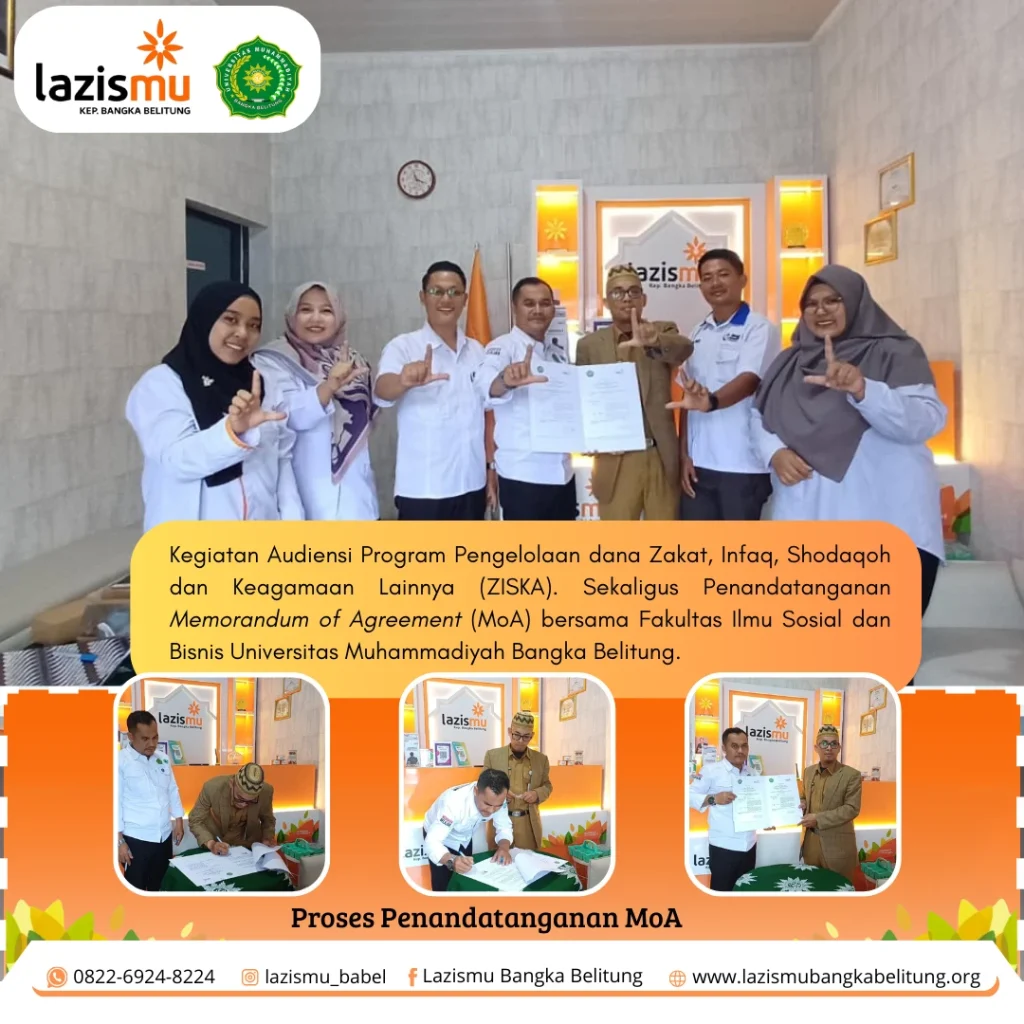 Audiensi dan Penandatanganan MoA Program ZISKA antara LAZISMU Babel dan FISB UMMUH Bangka Belitung